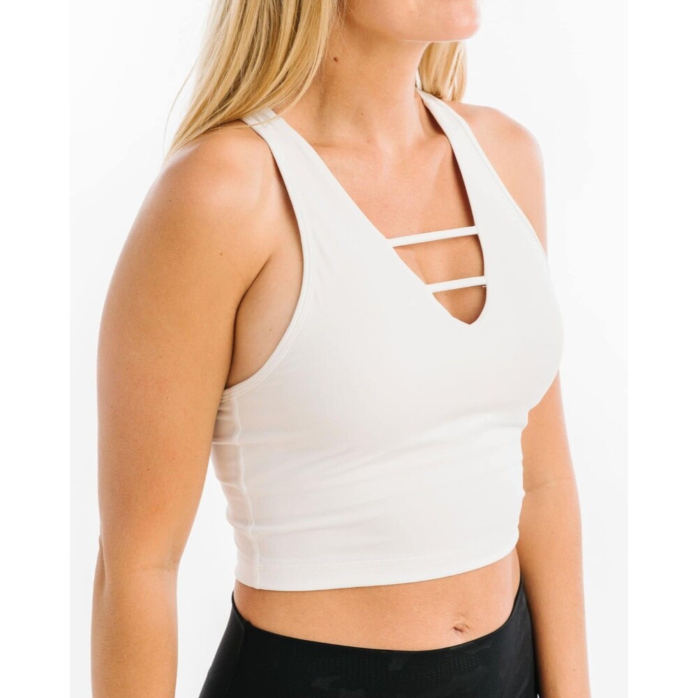 Women’s White Strappy V-Neck Crop Bralette